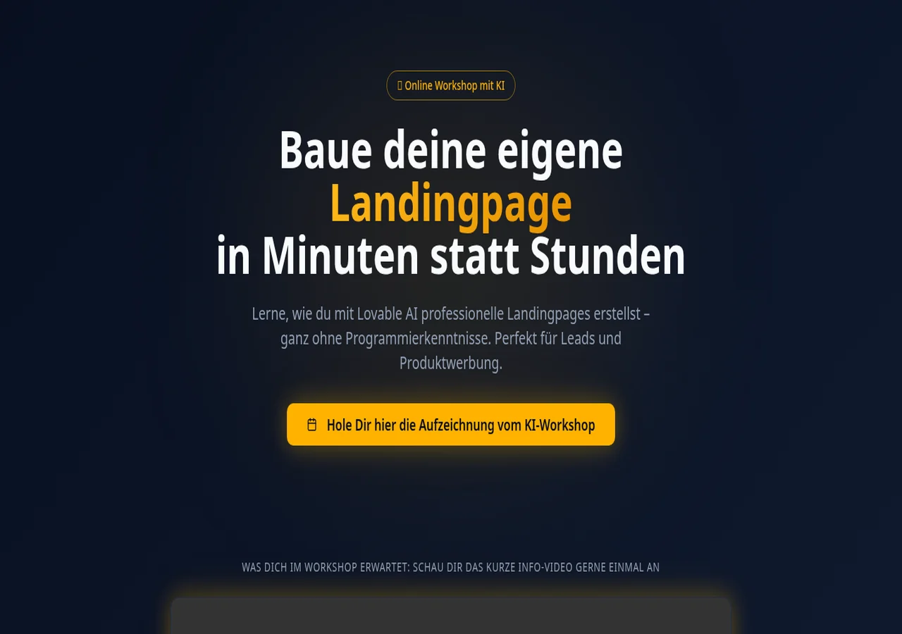 Referenz: Workshop Landingpage mit KI – Landingpage